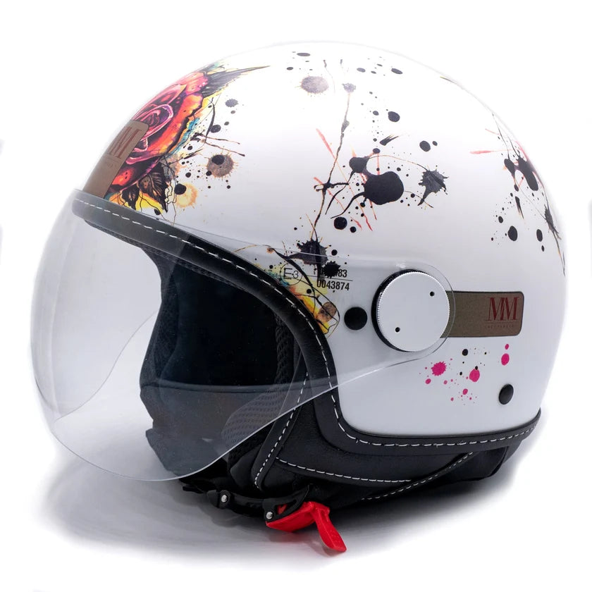 CASCO JET MM INDIPENDENT TATTOO ROSE - bianco opaco