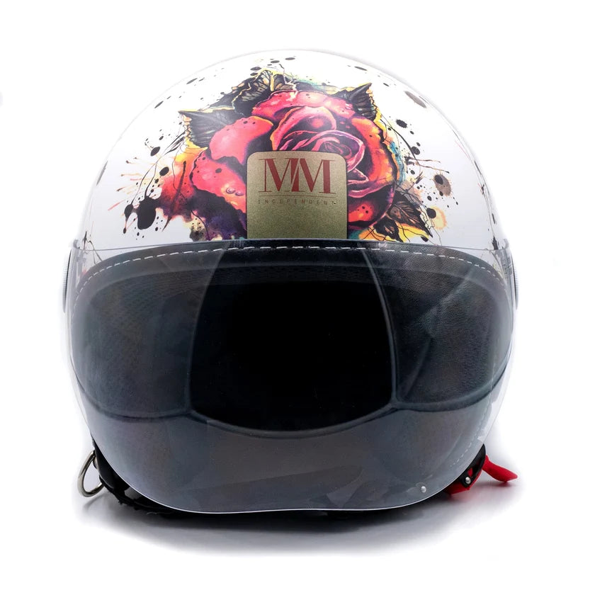 CASCO JET MM INDIPENDENT TATTOO ROSE - bianco opaco