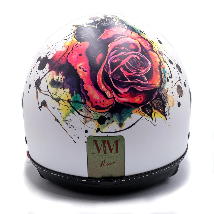 CASCO JET MM INDIPENDENT TATTOO ROSE - bianco opaco