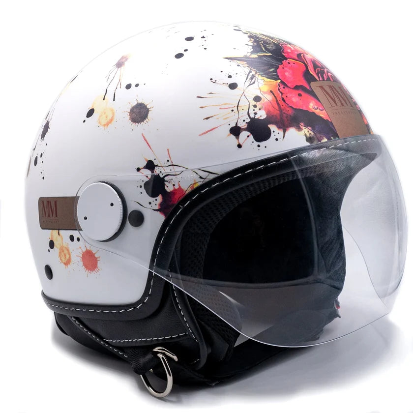 CASCO JET MM INDIPENDENT TATTOO ROSE - bianco opaco