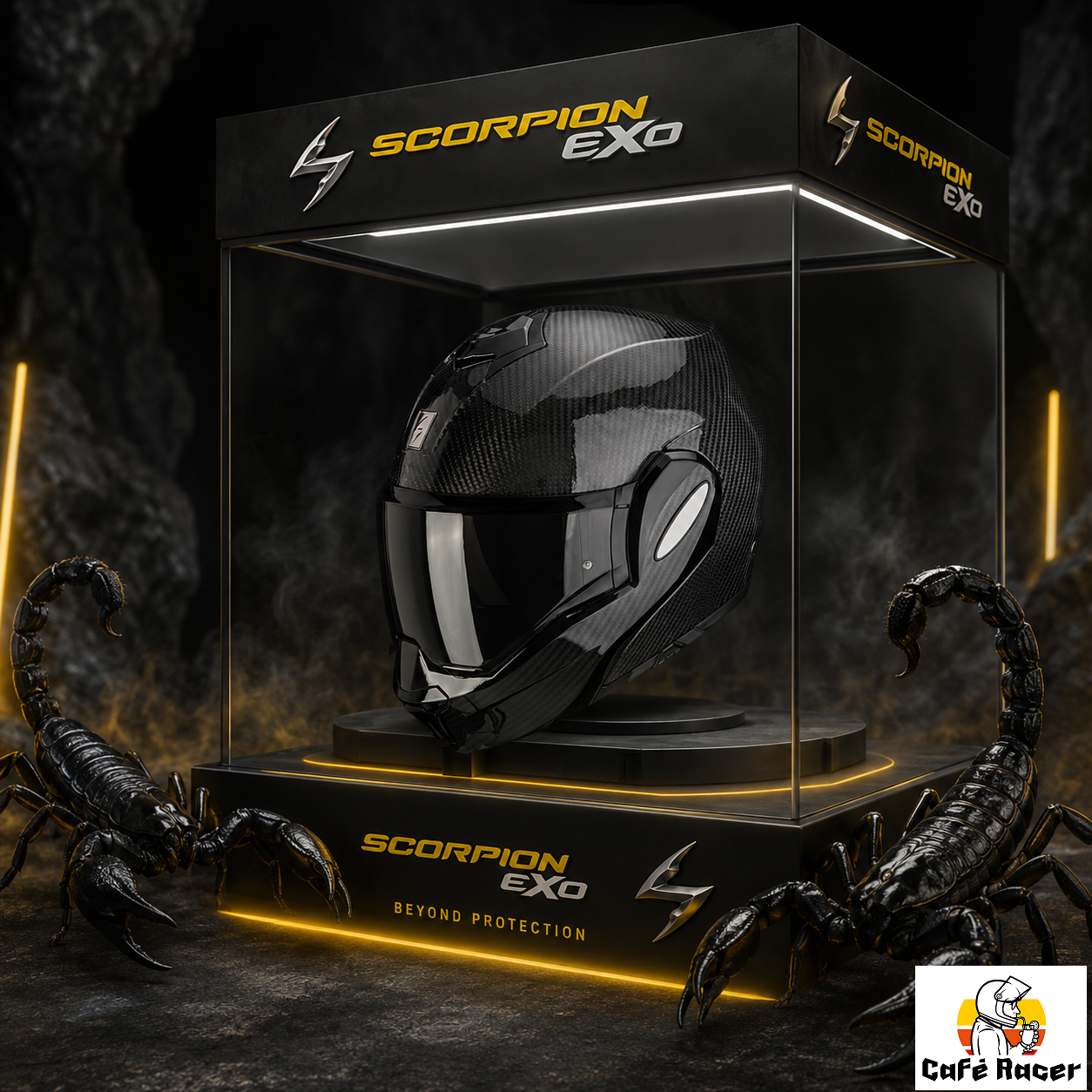 CASCO REVERSIBILE SCORPION EXO-TECH EVO CARBON SOLID - carbonio/nero lucido