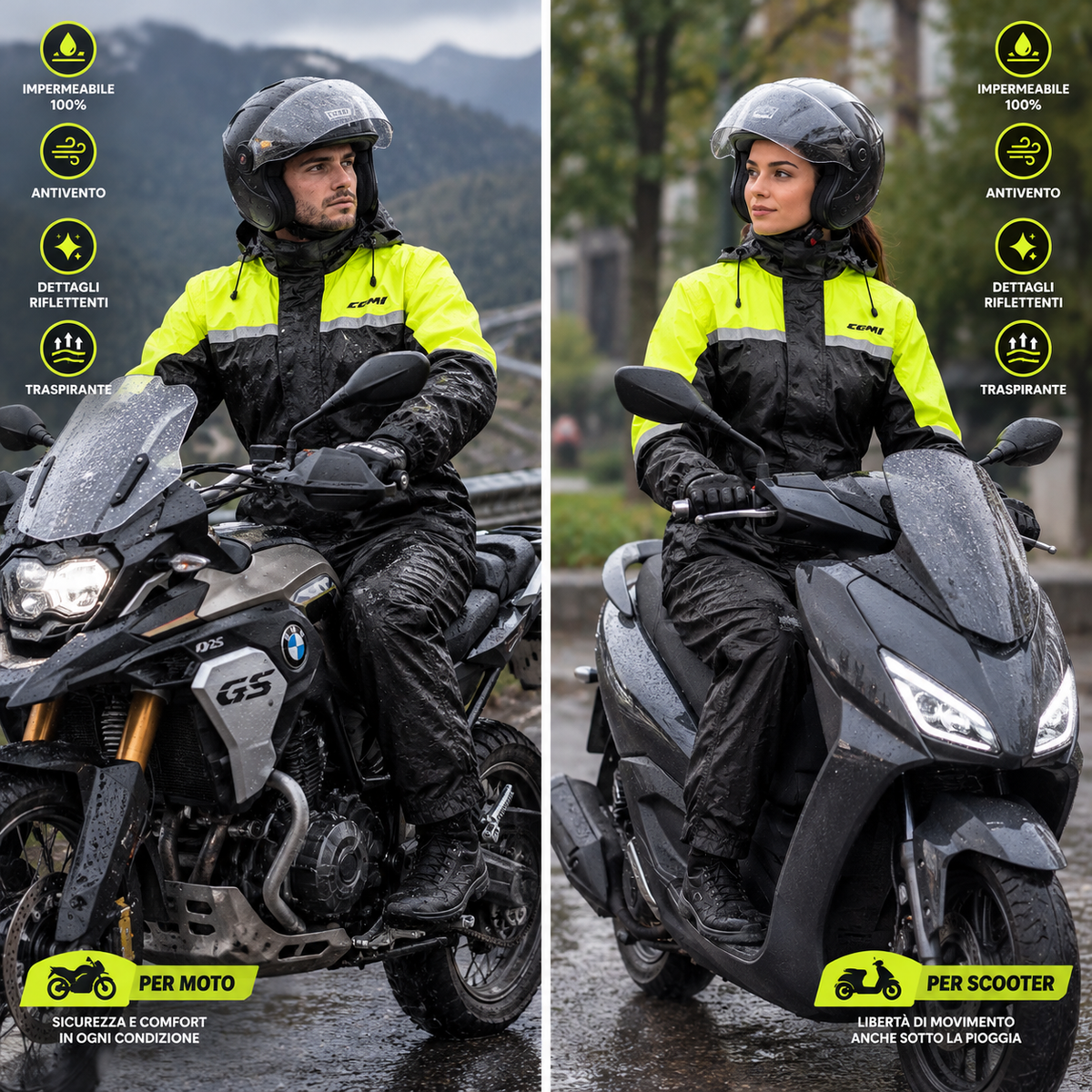 SET ANTIPIOGGIA CGM E31 FULL - nero/giallo fluo
